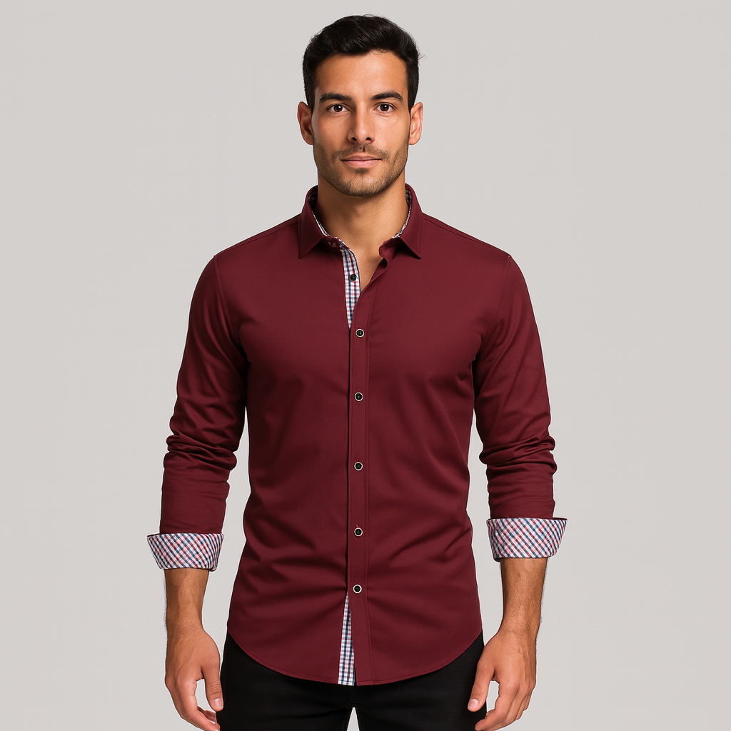 Camisa Social Masculina Lorennzi Bordeaux 2