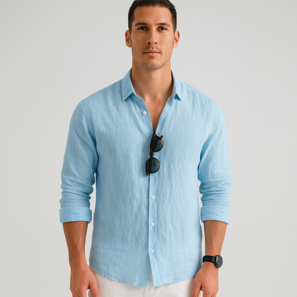 Camisa de Linho Lorennzi Capri Blue