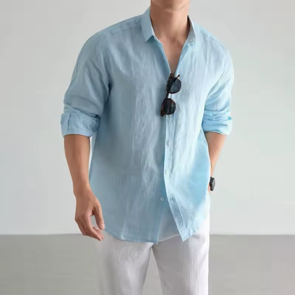 Camisa de Linho Lorennzi Capri Blue 2