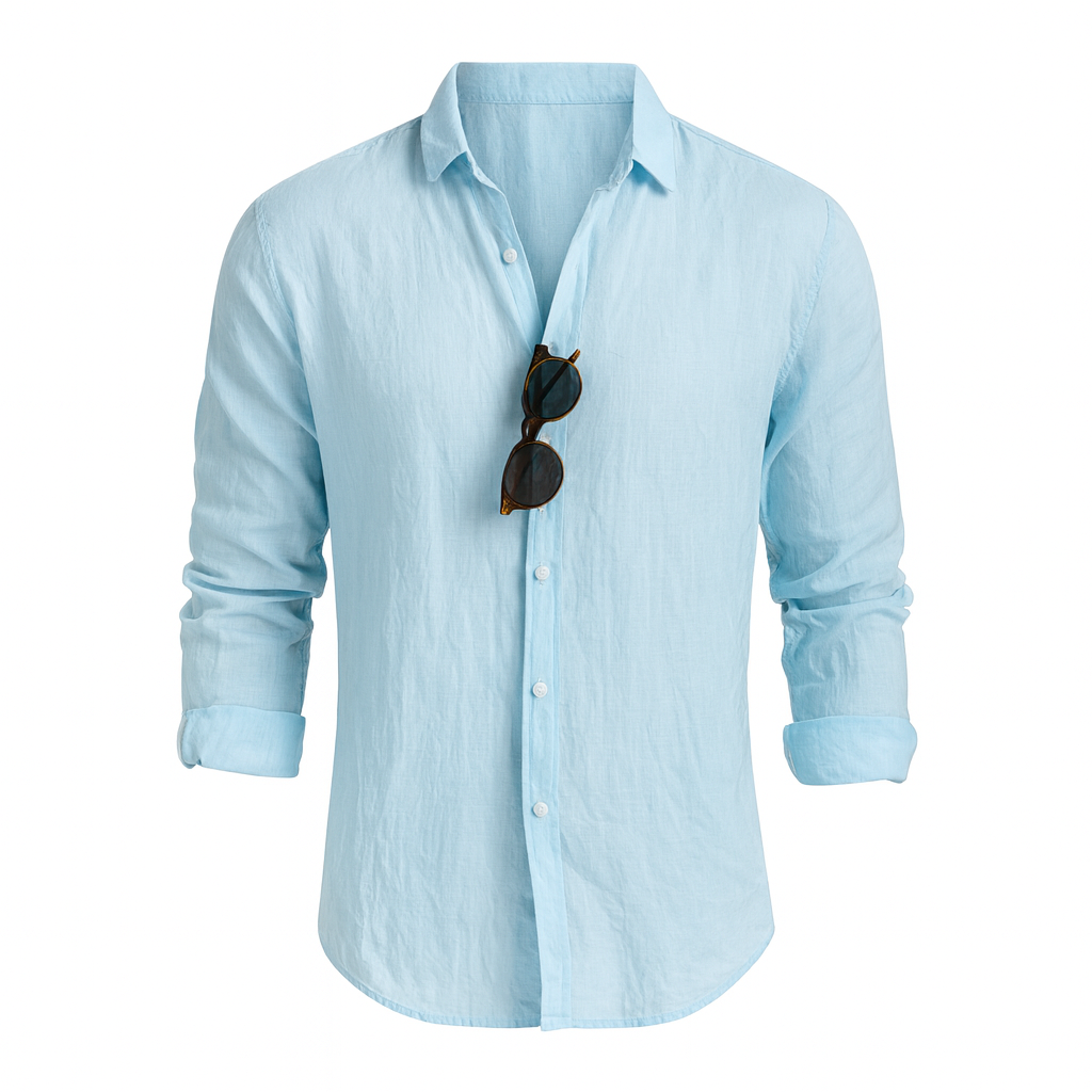 Camisa de Linho Lorennzi Capri Blue 6