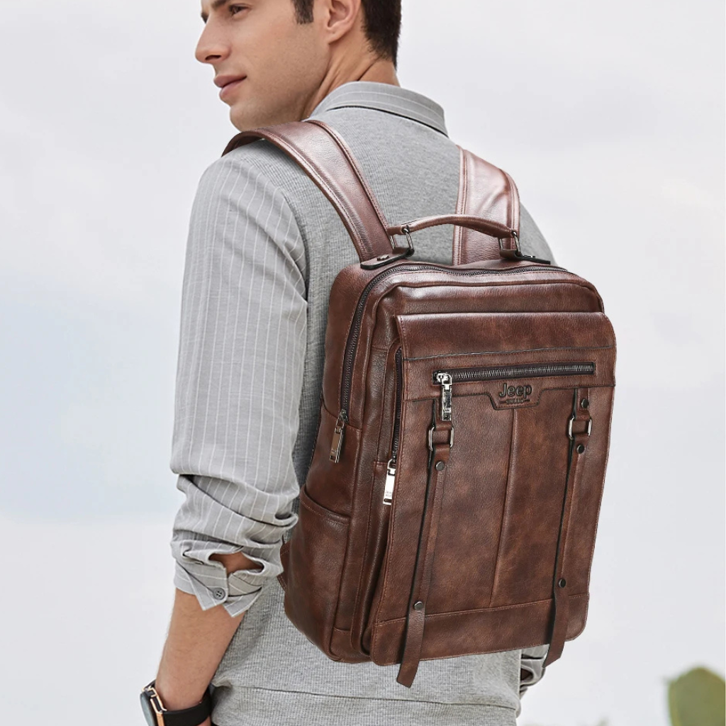 Mochila Executiva em Couro Jeep Lorennzi 2