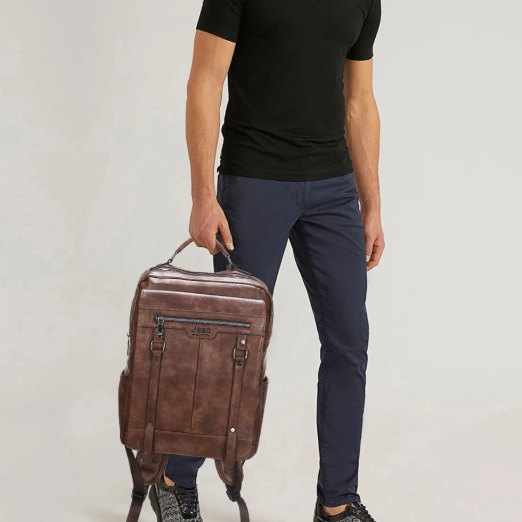 Mochila Executiva em Couro Jeep Lorennzi 4