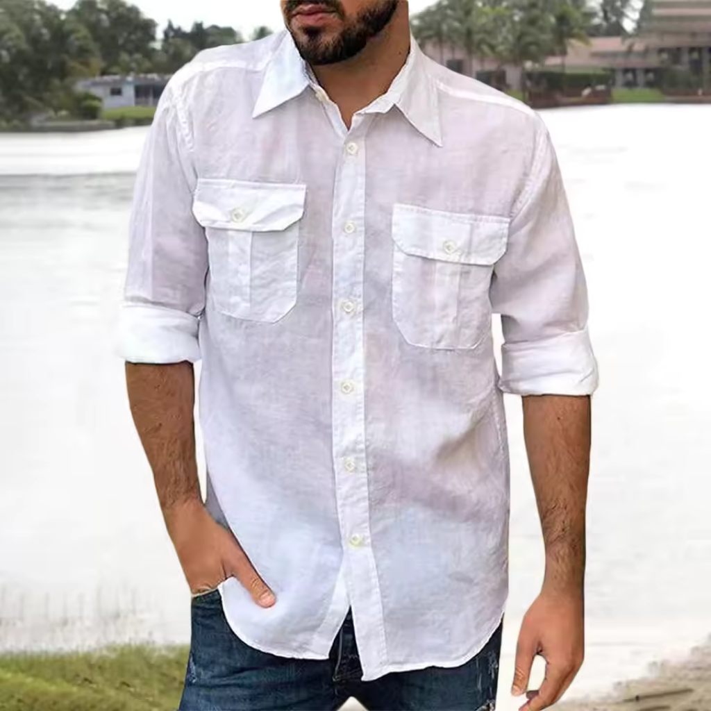 Camisa Masculina em Linho Lorennzi Saint 4