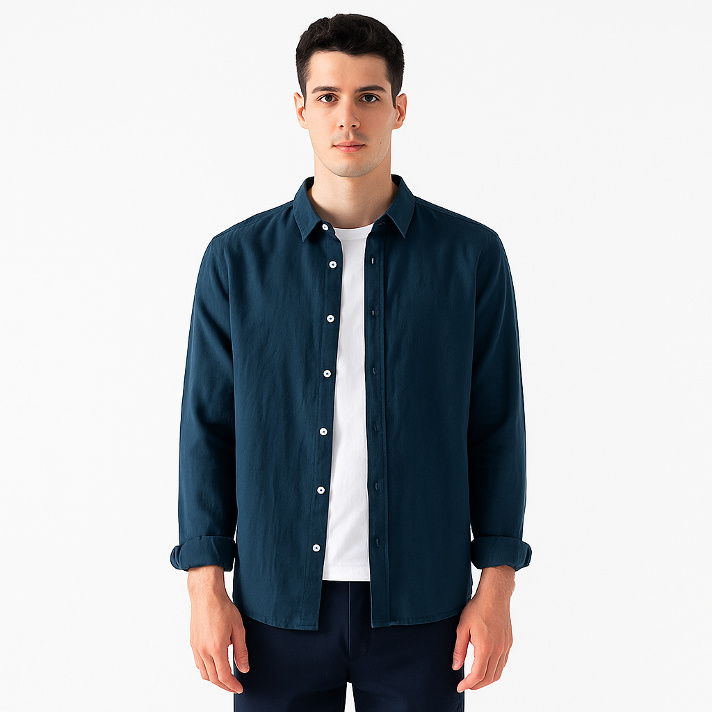 Camisa de Linho Lorennzi Blu Marino 2