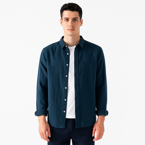 Camisa de Linho Lorennzi Blu Marino 2