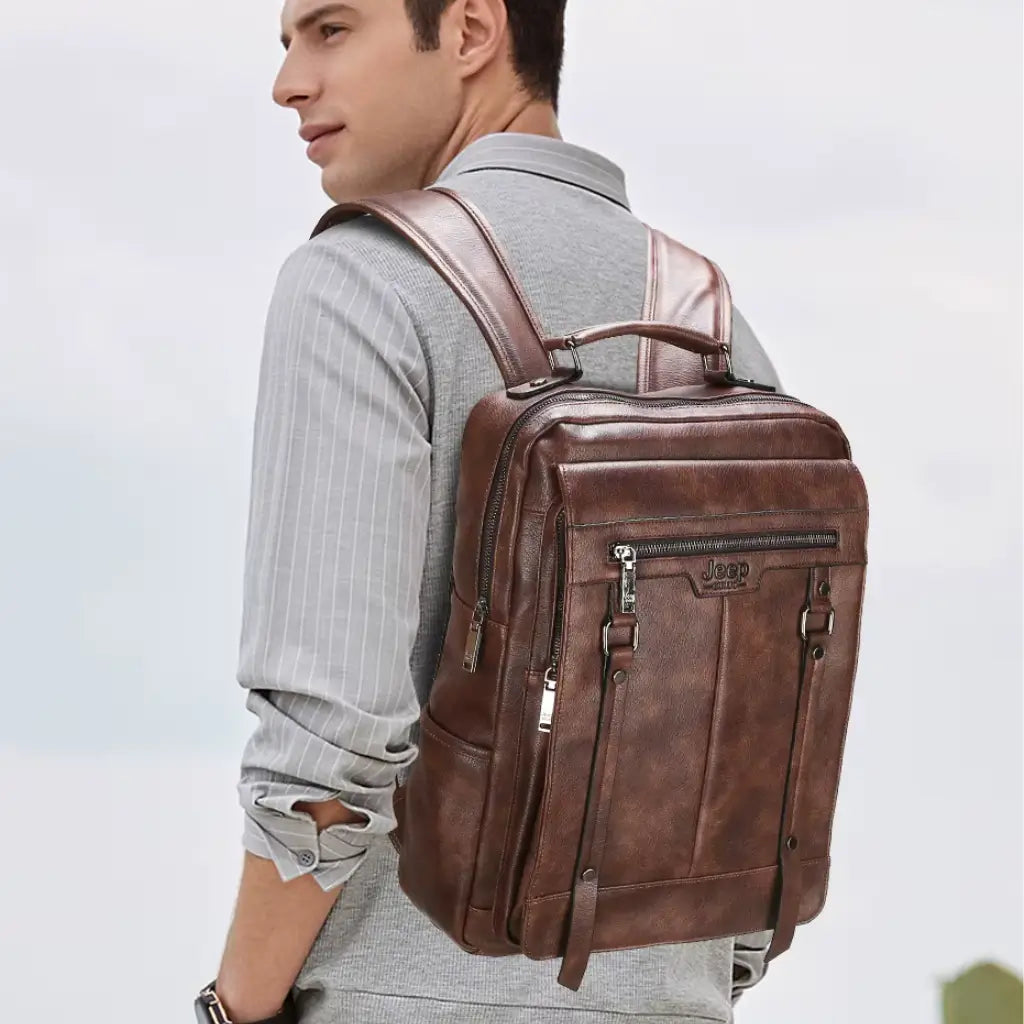 Mochila Masculina de Couro Jeep Road Lorennzi 2